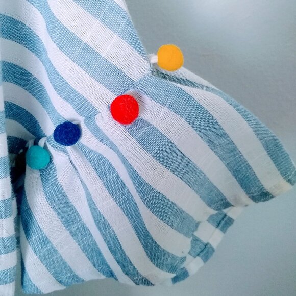 COTTON STRIPED POMPOM DRESS - Picture 10 of 13